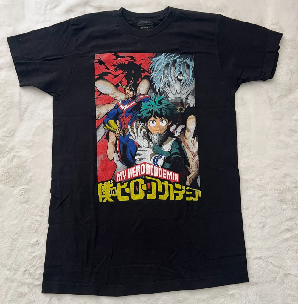 My Hero Academia Funimation Men’s M Black Anime Graphic T Shirt Deku All Might